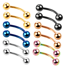 2Pcs 6Colors Surgical Stainless Steel Eyebrow Rings 16G  Eyebrow Ring Curved Barbell Piercing Double Balls Body Jewelry 2024 - buy cheap