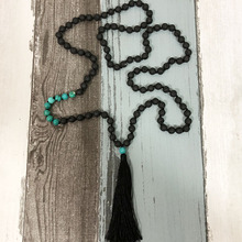 108 Onyx beads Tibetan Buddhist Mala Necklace with T-urquoise Yoga Jewelry Meditation Malas Boho Minimalist Mala Necklace 2024 - buy cheap