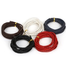 Most Popular 2meters/pack 4mm Round Genuine Braided Leather Cord/Thread/String/Rope for Necklace Bracelet Jewelry Craft Making 2024 - buy cheap