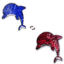 ShinEquin Cartoon dolphin flip the double sided Patches for clothing Diy Reversible change color sequins Patch T-shirt Stickers 2024 - buy cheap