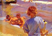 Pinturas de praia de joaquim sorolla y bastida, crianças na praia, pintadas à mão, arte de tela de alta qualidade 2024 - compre barato