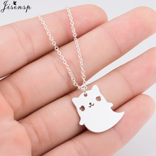 Jisensp Summer Style Jewelry Cute Flying Ghost Necklace for Kids Kitty Face Big Ghost Long Chain Necklace Collares Women Gifts 2024 - buy cheap