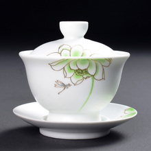 Chinese kungfu tea set gaiwan cup bowl porcelain tureen handpainted color enamel covered bowl saucer creative china dehua cup 2024 - buy cheap