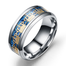 Anéis de coroa de ouro/preto/azul, para mulheres, boho, hip-hop, redondo, titânio, aço inoxidável, anéis de dedo, homens, joia de noivado, venda imperdível 2024 - compre barato