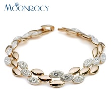 MOONROCY Free Shipping Austrian Crystal Bracelet  Zirconia Fashion Jewelry Wholesale Rose Gold Color for Girl women Gift 2024 - buy cheap