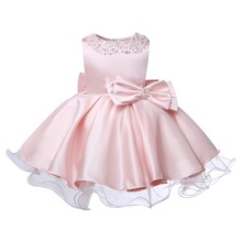 Beaded Bow Tulle Girl Dress Flower Girl Dress Wedding Formal Party Vestidos Kids Pageant Birthday Ball Gown For First Communion 2024 - buy cheap