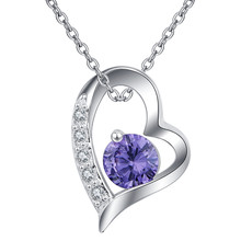 Wholesale Silver Plated Charm Jewelrys Necklace,free Shipping Fashion Fashion Jewelry Pendant Heart Set With Purple Stone AN388 2024 - buy cheap