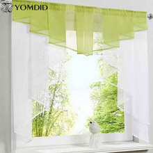 Tulle Kitchen Curtain For Window Balcony Rome Pleated Design White Green Color Sheer Short Valance Tulle Roman Curtain Short 2024 - buy cheap