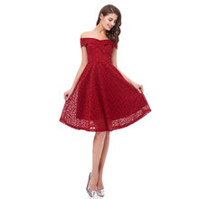 Beauty Emily-Vestidos de Fiesta de encaje para mujer, vestidos de fiesta sin mangas, con corte en A, color vino tinto, 2020 2024 - compra barato