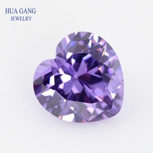 5A Purple Heart Shape Cubic Zirconia Brilliant Cut Loose CZ Stone Synthetic Gems Beads For Jewelry 2x2-16x16mm Free Shipping 2024 - buy cheap