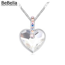 Ожерелье BeBella в форме сердца с родиевым покрытием, изготовлено из австрийских кристаллов Swarovski, модный подарок для женщин 2024 - купить недорого