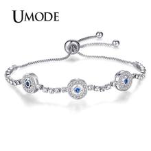 UMODE Women Blue Evil Eye Bracelets Round Cubic Zircon Bangles Femme Jewelry Accessories Gifts free shiping UB0160 2024 - buy cheap