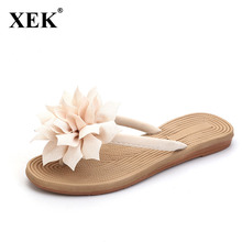 Xek chinelo feminino florido de alta qualidade, para lazer, sapato de verão, para praia, calçados femininos, tamanhos 36-40 wfq63 2024 - compre barato