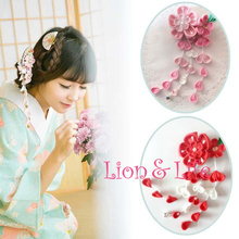 Presilha de cabelo japonês flor sakura, aplique de cabelo 2024 - compre barato