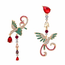 ZOSHI Gold Silver Phoenix Fashion Crystal  Red and Green Drop Earrings Romantic Earrings For Women Fine Long Brincos Jewelry 2024 - buy cheap