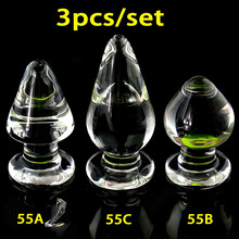 3pcs/set 55mm diameter transparent glass butt plug anal dilator expander buttplug smooth glass anal plug sex toys for woman 2024 - buy cheap