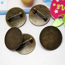 200PCS Antique Bronze 20mm/25mm/30mm Round Blank Brooch Base Cabochon Setting Brooch Safty Pin Accessories Free Shipping CFS234 2024 - buy cheap