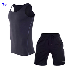 Dry Fit Fitness Jogging Running Set Gym Bodybuilding Training Vest+Shorts 2PCS Tracksuit Basketball Black Sportswear Sport Suit 2024 - buy cheap