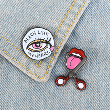 Eye Mouth and Tongue Enamel Pin Eyeliner Scissors Cut tongue Brooch Cartoon Funny Life Brooches For Women Pin Badge Jewelry 2024 - buy cheap