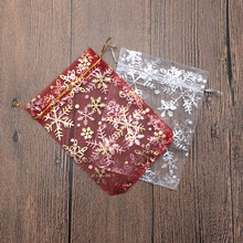 9x13cm Jóias Neve quente Sacos de Organza Bonita Bolsas de Embalagem de Presente Do Casamento Do Natal Saco Do Presente Da Decoração 100 pçs/lote & Sacos 2024 - compre barato