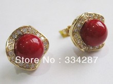 Pendiente de perlas y cristal de concha de mar roja para mujer, joyería de calidad fina 925 2024 - compra barato