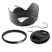 49mm 49mm Flower Lens Hood +UV Filter +Lens Cap for 49mm: 18-55, etc. for Sony NEX series lens diameter of 49mm DSLR 2024 - buy cheap