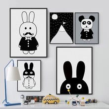 Modern Minimalist Nordic Black White Kawaii Animals A4 Large Art Prints Poster Kids Room Home Decor Wall Picture Canvas Painting 2024 - buy cheap