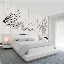 wellyu papel parede  Custom wallpaper Nostalgic wooden board hand-painted piano music background wall decorative painting 2024 - buy cheap