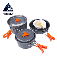 Hewolf Outdoor Camping Cookware 2-3 Persons Foldable Ultralight Tablewares Set Of Outdoor Picnic Cooking Tool Bowl Pot Pan Spoon 2024 - buy cheap