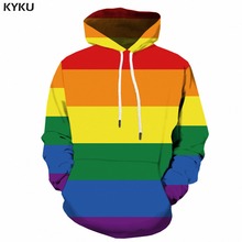 KYKU Rainbow Hoodie Legitimate Gay Hoodies Men 3d Long Sweatshirt Banner Colorful Printed Anime Man Mens Clothing Streetwear 2024 - buy cheap