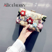 Luxury Handbags Women Designer Messenger Bags Ladies Embroidery Flower Pearl Clutch Chain Shoulder Wedding Party 2024 - buy cheap