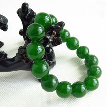 Novo pulseira 100% contas verdes naturais jade bracelete artesanal contas 12mm aaa 2024 - compre barato