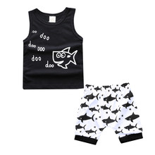 Infant Baby Two Pieces Clothes Cotton Sleeveless Fish Vest Baby Tops + Loose Shorts 2021 Summer Casual Kids Boys Clothing Sets 2024 - купить недорого