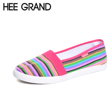 HEE GRAND Spring Women Loafers Soft Rainbow Stripe Slip On Flats For 2017 Summer Style Canvas Shoes Woman Plus Size 35-41 XWC423 2024 - buy cheap