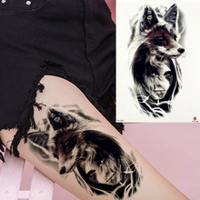 REJASKI Tribal Wolf Forest Fox Girl Pencil Sketch Temporary Tattoo Sticker Waterproof Tattoos Black Body Art Arm Leg Fake Tatoo 2024 - buy cheap