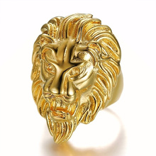 Anel de leão de aço inoxidável, tamanho 7 a 15, hip hop, rock, cor dourada, homens, joias masculinas, grande 2024 - compre barato