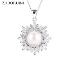 ZHBORUINI Fashion Pearl Necklace Pearl Jewelry Natural Freshwater Pearl Snowflake Pendant 925 Sterling Silver Jewelry For Women 2024 - buy cheap