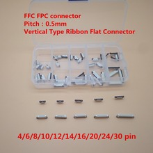 Conector flat de 0.5mm, conectores verticais tipo ffc para fpc, conector chato e flexível de 50 tamanhos, 0.5mm 4/6/8/10/12/14/16/20/24/30p 2024 - compre barato