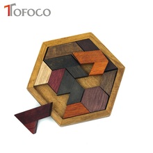 TOFOCO Funny Wooden Puzzle Toys Geometric Shape Puzzle Tangram Jigsaw Board For Children Educational Toys or Adult For Fun Gifts 2024 - buy cheap