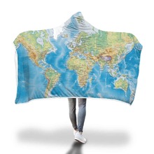 Cobertor com capuz em 3d estampado, microfibra, mapa do mundo adulto, cama galaxy 2024 - compre barato