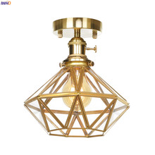 IWHD-lámpara de Techo Retro Para sala de estar, plafón LED de cobre y cristal, estilo nórdico, Diamante moderno, para balcón y porche 2024 - compra barato