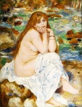 100% de pintura al óleo hecha a mano, reproducción de lienzo de lino, bañador sentado por Pierre Auguste Renoir, envío gratis por DHL 2024 - compra barato