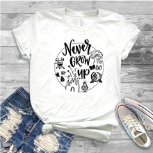 Новинка 2019, Женская Повседневная футболка для девочек, рубашка с Минни Маус, Детская футболка с надписью «Never Grow Up», хипстерские футболки 2024 - купить недорого