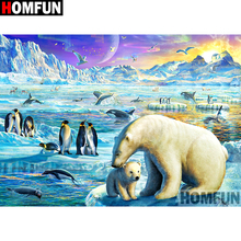HOMFUN Full Square/Round Drill 5D DIY Diamond Painting "Bear penguin" Embroidery Cross Stitch 5D Home Decor A07184 2024 - buy cheap