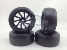 New Design 4pcs RC Hard Double Color Drift Tires Tyre Wheel Rim (material black )fits for 1:10 Drift Car 2024 - buy cheap