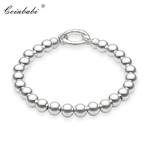 Pulseira de prata grânulos largura 0.8cm para mulheres e homens presente de escritório estilo europa glam jóias pulseira caber pingente charme 2024 - compre barato