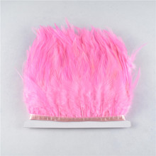 1yard 8-10cm Pink saddle rooster feather stripe trim cock feathers decoration quality clothing making feathers for crafts party 2024 - buy cheap