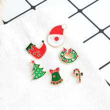 Christmas carnival ! 2018 Fashion Santa Claus Christmas Eve Tree Sock Candy Cane Christmas Cartoon Brooch Pin 2024 - buy cheap