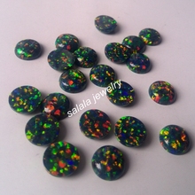 50pcs/lot   Free Shipping 8MM  OP32  Black Opal  Synthetic  Round Cabochon Fire Opal Price 2024 - buy cheap