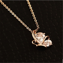 Rose Gold Color Butterfly Crystal Pendant Necklace For Women Fashion Short Choker Necklace Jewelry Gifts NWLN60 2024 - buy cheap
